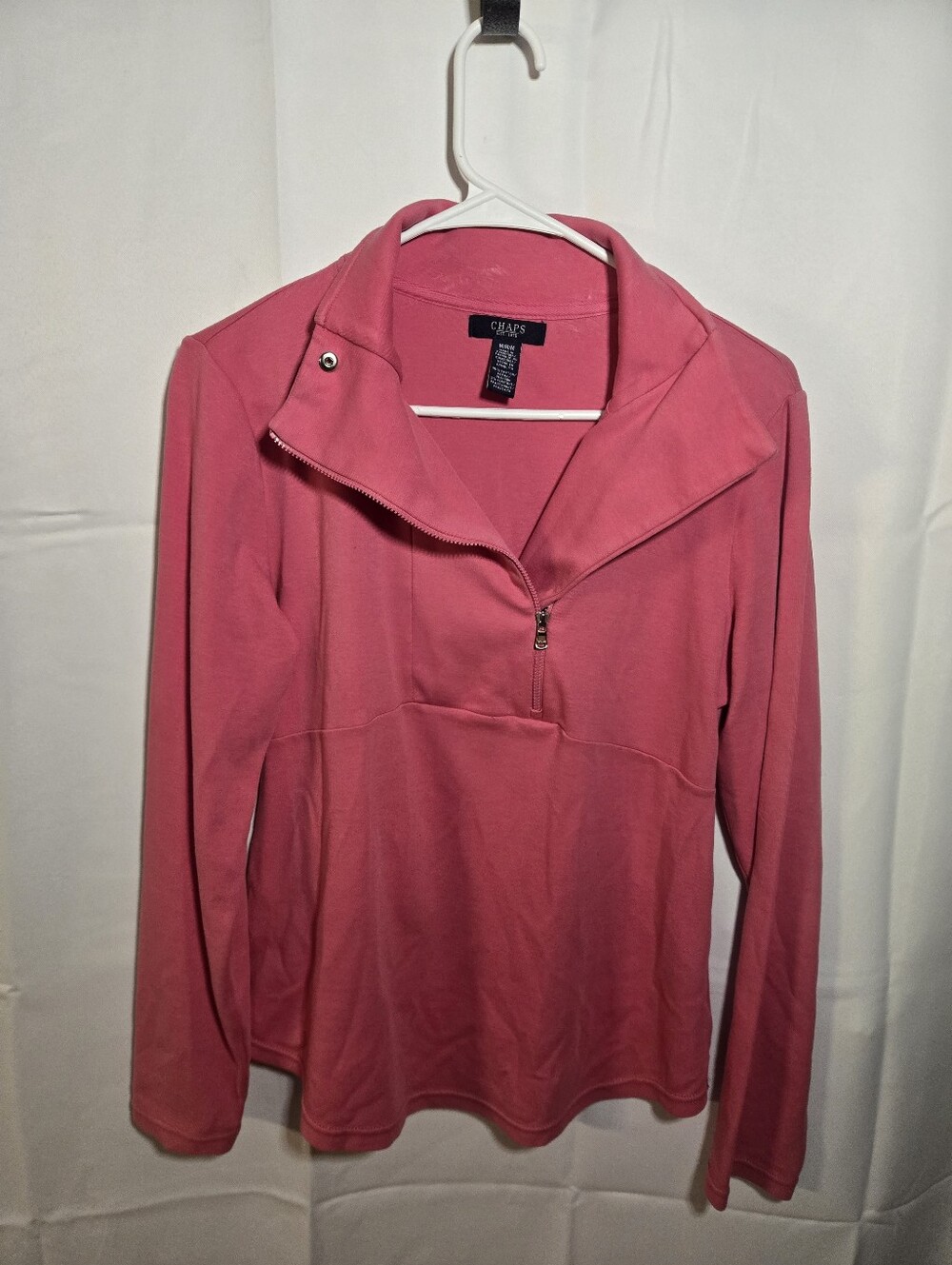 Chaps Women's Coral-Pink Half-Zip Pullover Sweatshirt